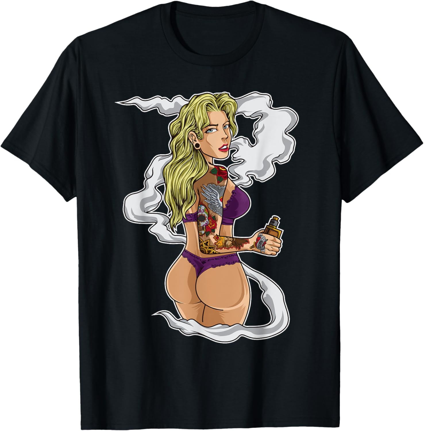 Vaping Shop - T-shirt grafica per ragazza Vaping tatuata